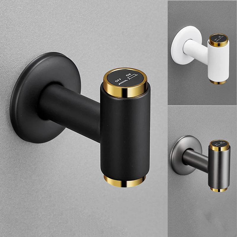 Copper Washing Machine Faucets Soild Brass Single Cold Wall Mounted G1/2/G3/4 Bibcock Outdoor Garden Mop Pool Tap Black Gold New