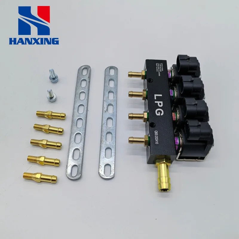 LPG/CNG Kit Systems Fittings Black Anodized Fuel Injection Rail for Automotive Applications Auto Gas Equipment
