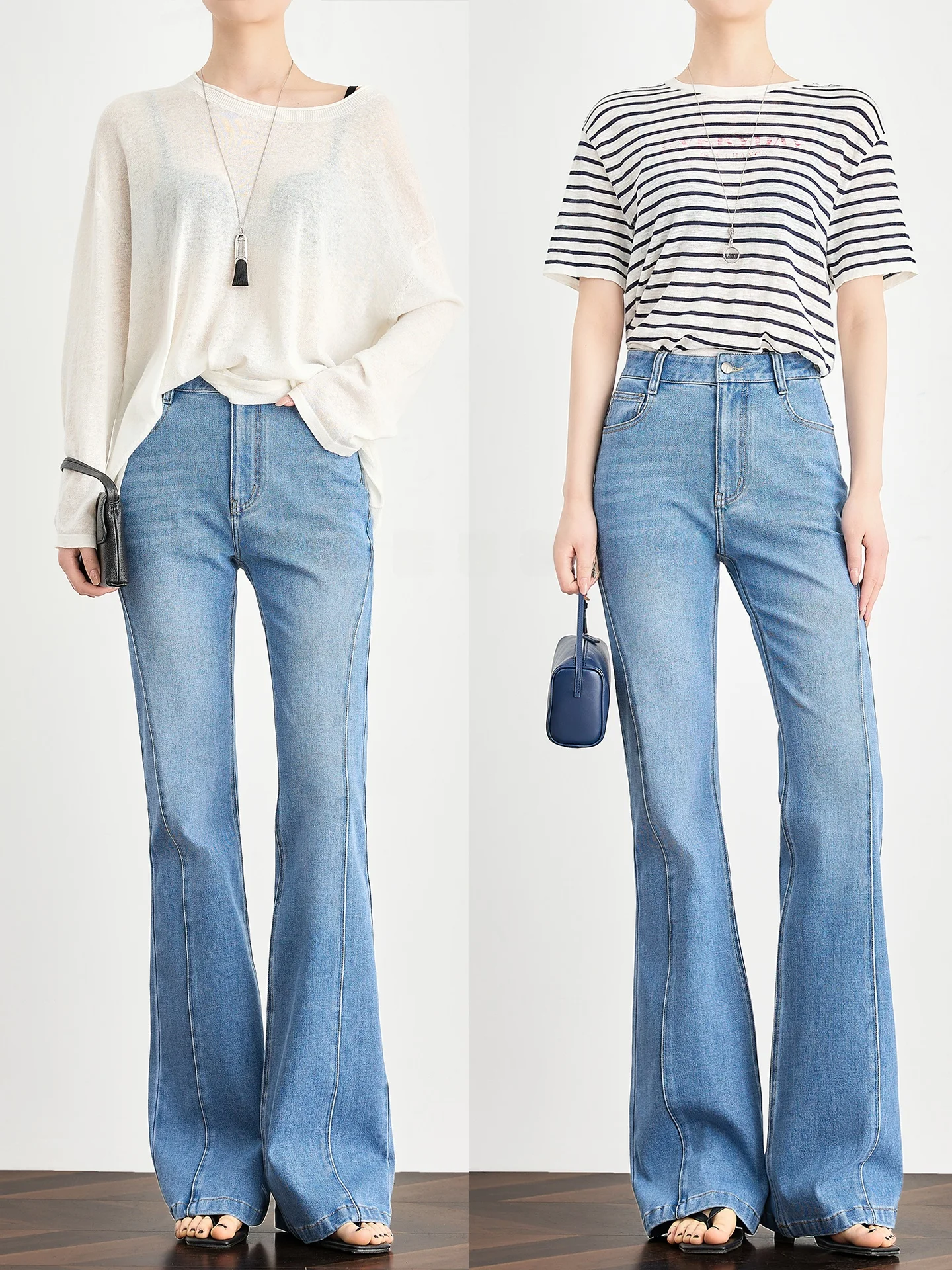 

FAESSLIN High Waist Slim Fit Extended Bell Bottoms Women's Jeans Spring Commute Style Cotton Blend Comfortable Stretchy