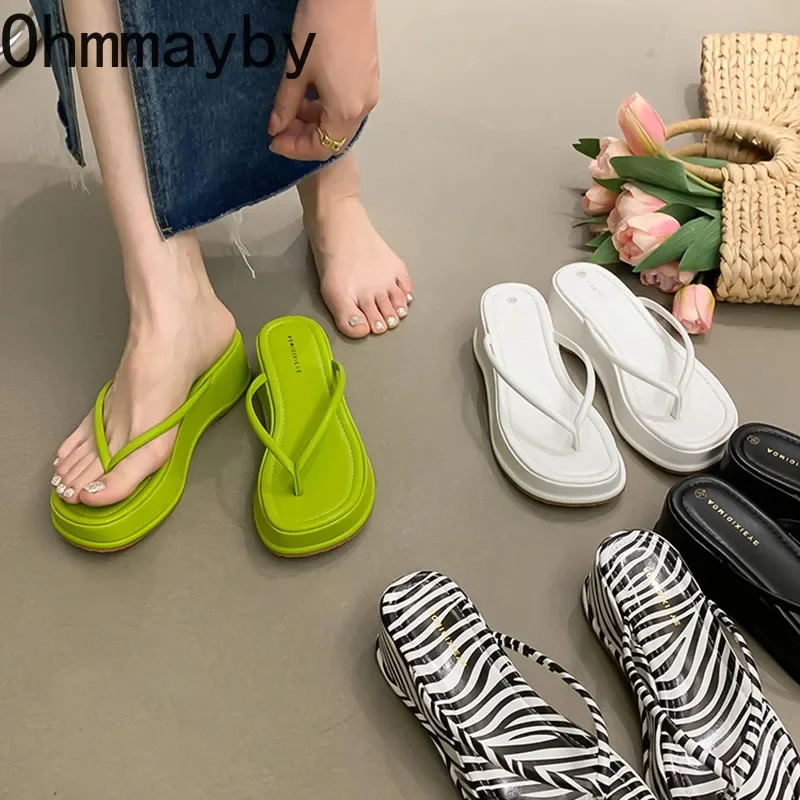 Summer Platform Women Flip Flop Slippers Slip On Shoes Ladies Casaul Wedges Female Outdoor Party Slides White sandalias mujer