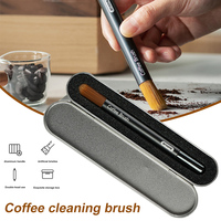 Coffee Grinder Cleaning Brush Aluminum Handle Double Head Espresso Coffee Machine Cleaning Brush for Home Barista Kitchen Tool