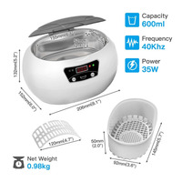 Skymen Household Ultrasonic Bath 600ml Ultrasonic Cleaner 35W Ultrasound Tank Time Degas For Nail Manicure Rings