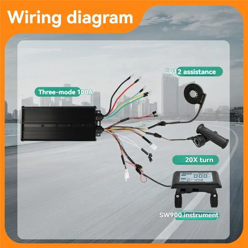 A12E-Electric Bike Three Mode Controller Set 100A 48V-72V Sine Wave Controller SW900 Display LCD Screen E-Bicycle Accessories