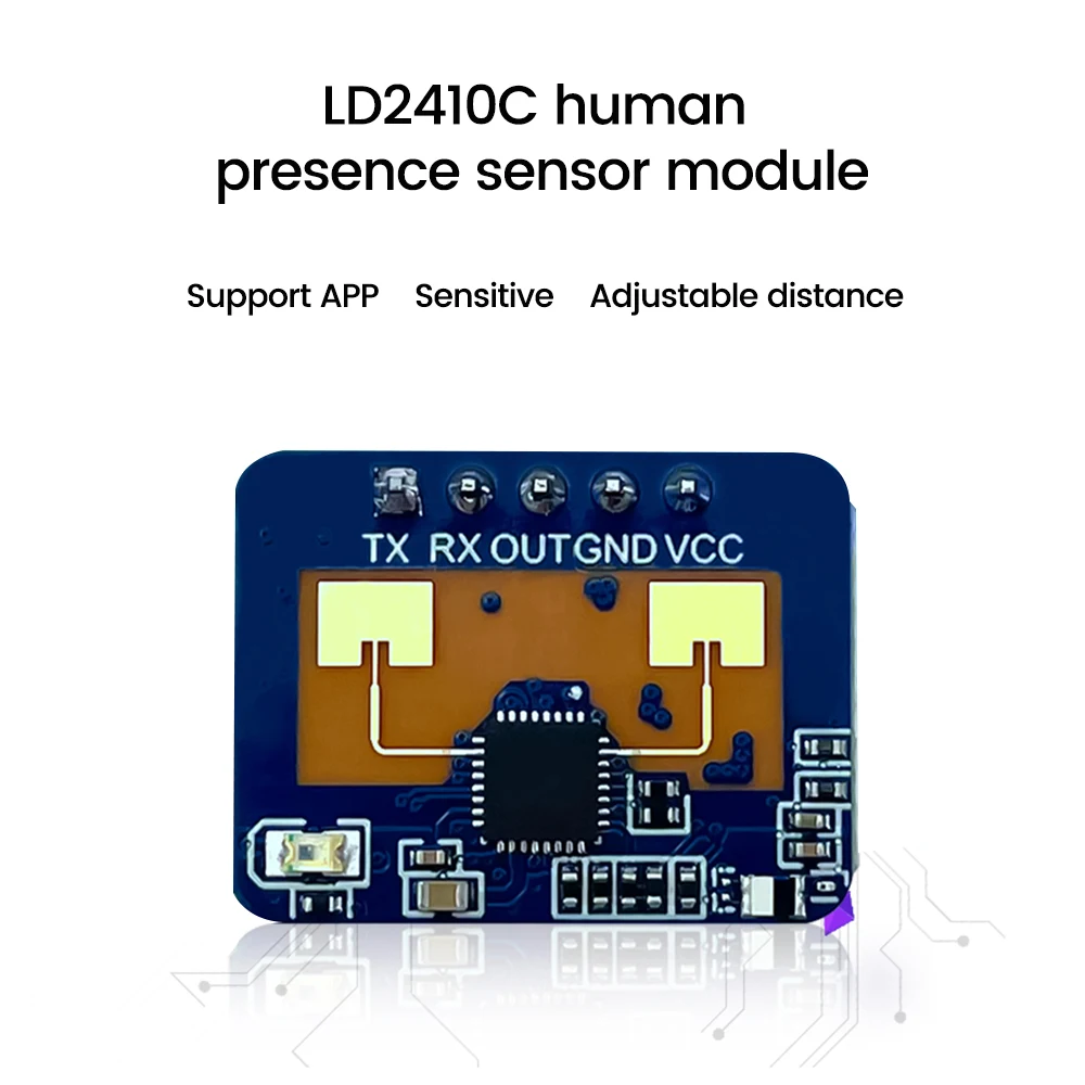 HLK-LD2410C DC5V 24G Human Presence Sensor Supports BT Function App Radar Sensing Module FMCW Millimeter Wave Motion Detection