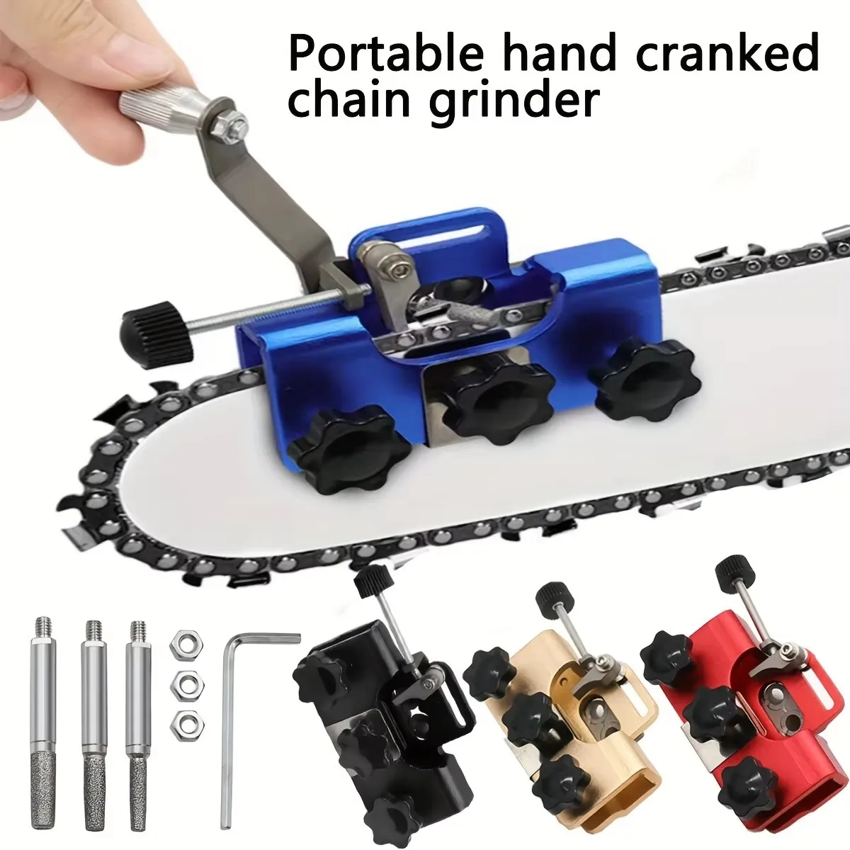 Fast Chainsaw Sharpening Kit, Portable Hand Crank Chain Saw Sharpener Tool, Sharpener Accessories
