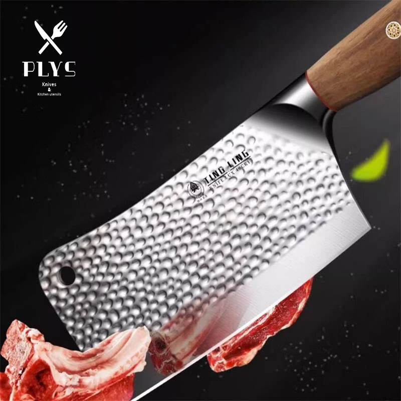 PLYS-cuchillo de acero inoxidable para cortar huesos, pollo y costillas utensilio grueso para cortar, cocina, forjado a mano