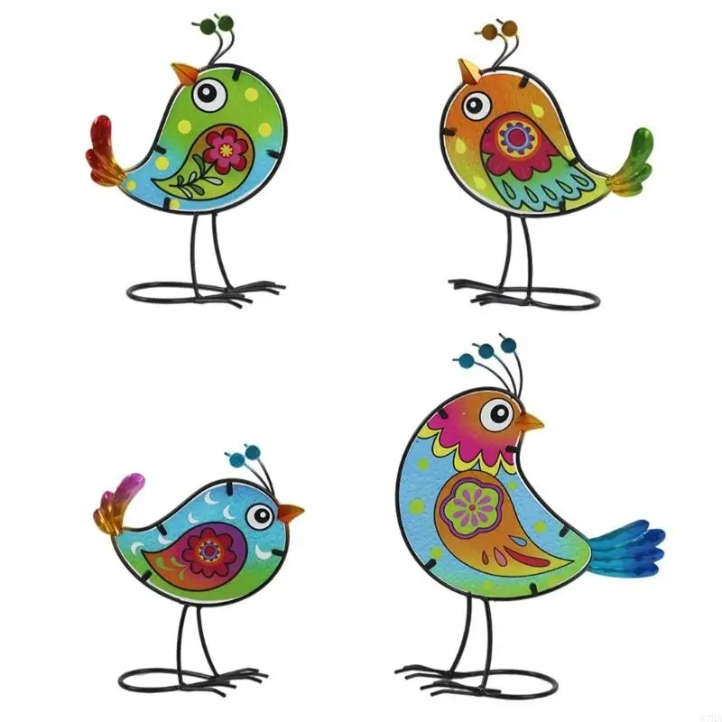 

Colorful Glass Birds Sculpture Ornament Craft Statue Desktop Decoration 87HA