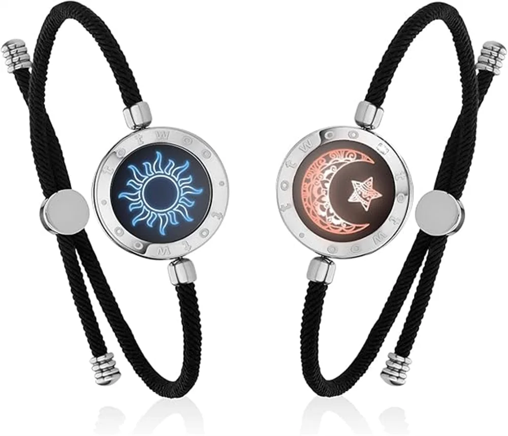TOTWOO Vibration & Light up for Love Couples Touch Bracelets for Couples Long Distance Relationship Gifts for Girlfriend