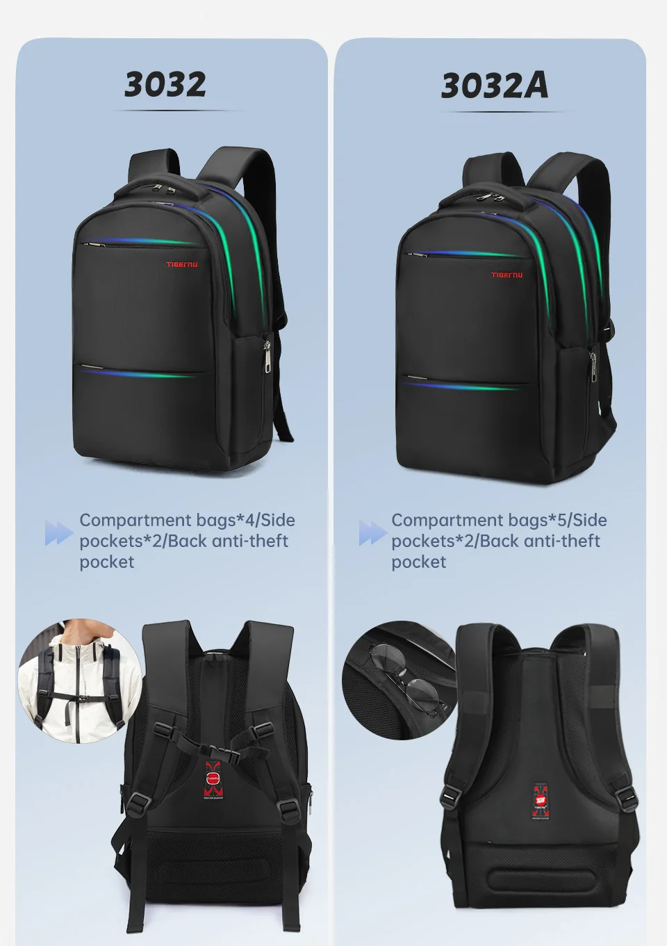 Tigernu Herren Rucksack 15 17 19 Zoll Laptop Rucksack für Männer für Frauen Business Rucksack Schultasche Reiserucksack Taschen Rucksack – Detail 9