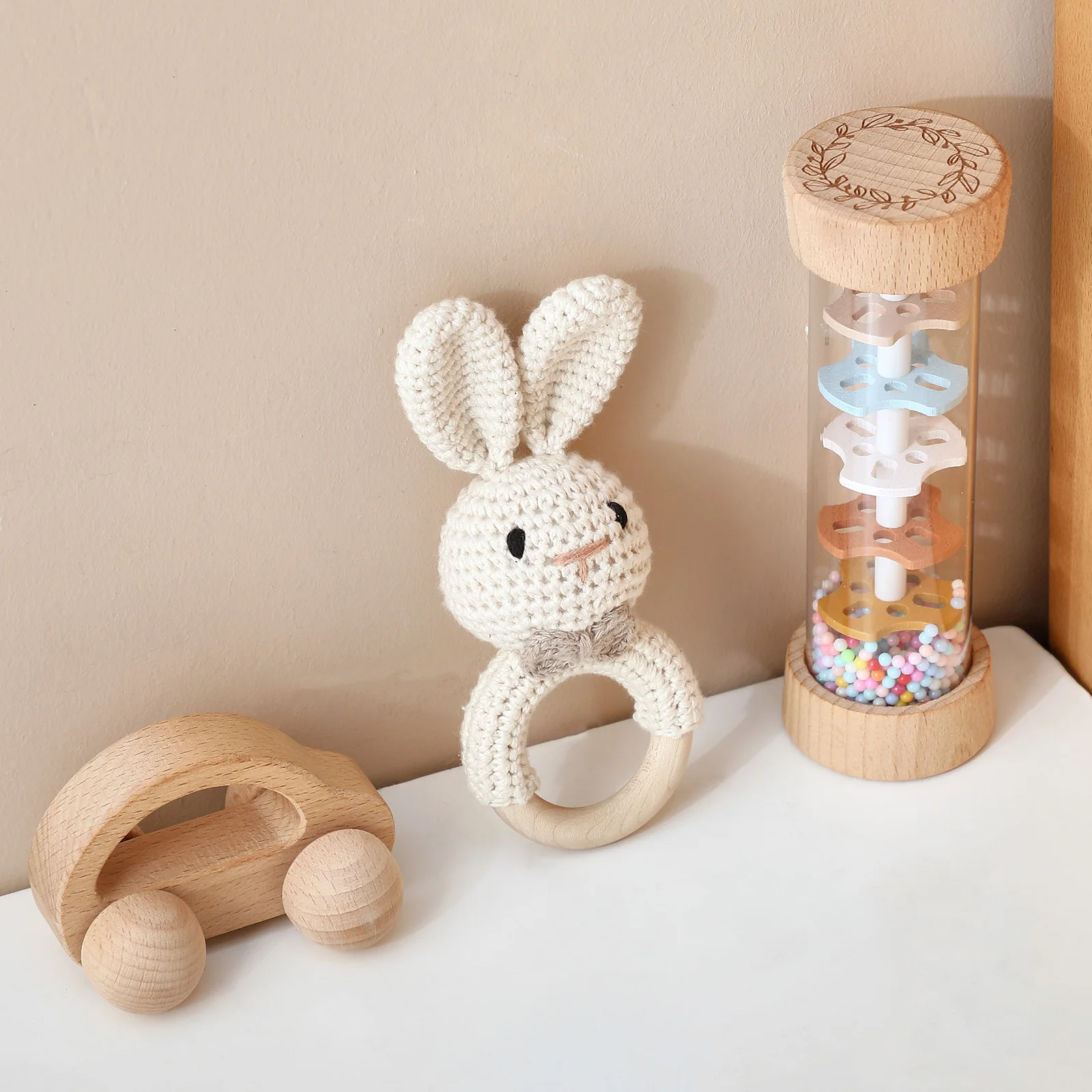 Regen-Sound-Zylinder-Set, Stressabbau-Holzspielzeug für Kinder, sensorisches Kombinationsspielzeug für Kleinkinder, beruhigendes Rasselspielzeug zum Schlafen