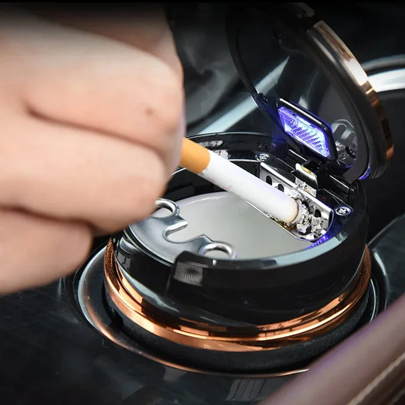 Car Cigarette Ashtray Cup With Lid With LED Light Portable Detachable Vehicle Ashtray Holder Cigarette Ashtray  Ceramic process