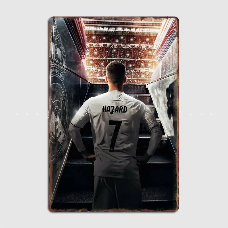 Eden Hazard Belgian Football Player Poster Metal Sign Posters Bar Custom Vintage Indoor Home Decor Room Decoration Wall Decor