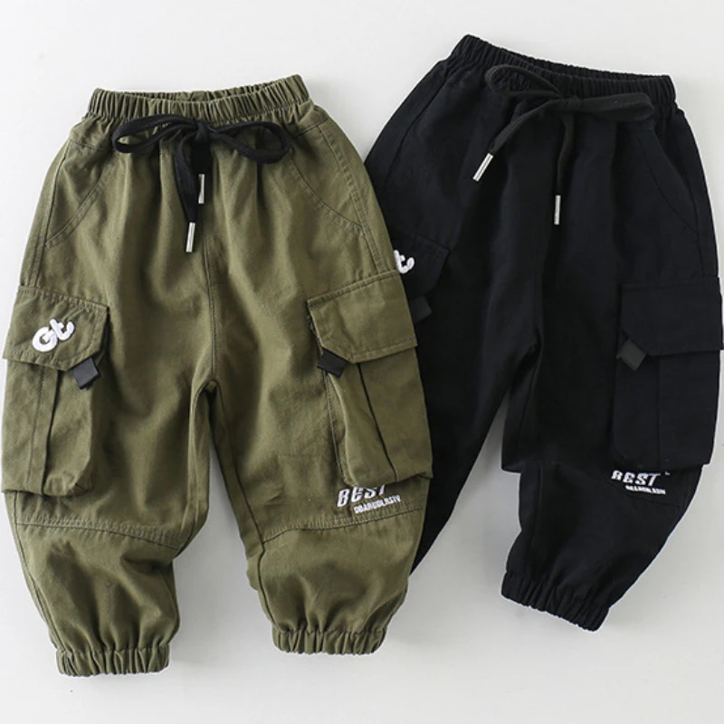 

Autumn Kids Letter Cargo Pant Boys Ankle Length Sporty Trousers 2+Y Young Child Clothes Spring Baby Thin Elastic Waist Sweatpant