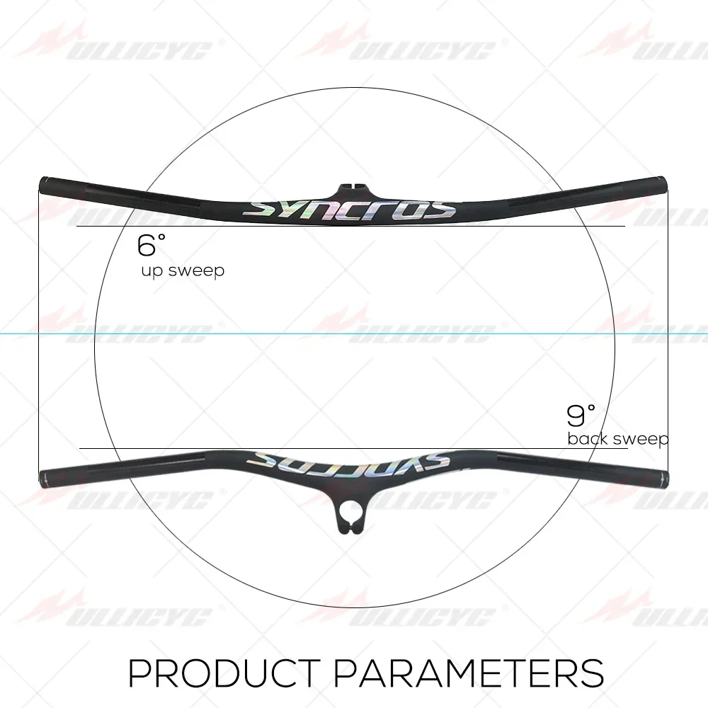 SYNCROS Carbon Fiber Mountain Integrated Chrome Logo  MTB Handlebar FRASER IC SL 8 -17 -25degrees , Bike Accessories