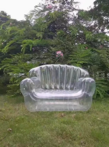 The product can be customized. Double inflatable sofa transparent series with electric air pump