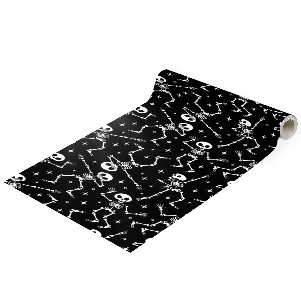 Gothic Peel and Stick Wallpaper Black White Dancing Skull PVC Contact Paper for Bedroom Removable Accent Wall Decoration Mural
