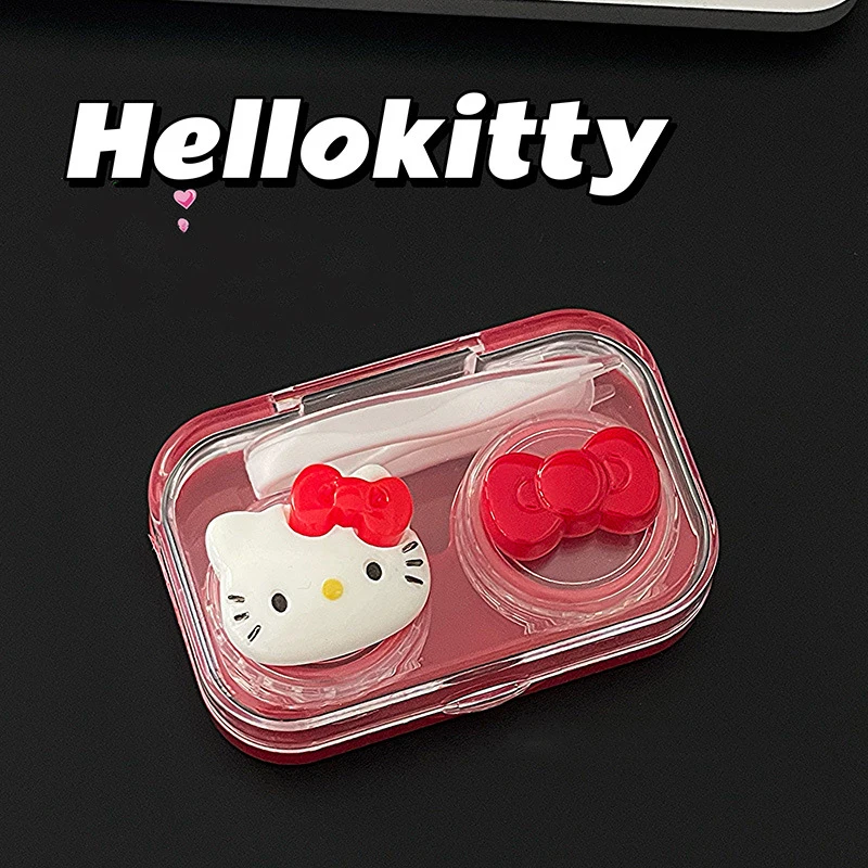 

Hello Kitty Contact Lens Box, Big Red Transparent, Small and Cute Bow, Portable Myopia Contact Lens Box, Care Companion Box