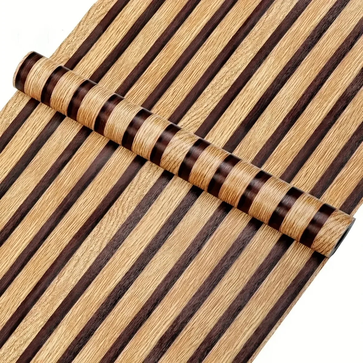 45cm Wood Stripe Self‑Adhesive Peel and Stick PVC Wallpaper Waterproof Sticker for Cabinet Countertop Home Furniture Decoration