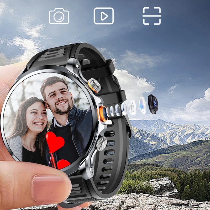4G ساعة ذكية رجل 1.95 بوصة 680*680 AMOLED 8GB + 128GB RAM HD مكالمة فيديو 800W كاميرا GPS خريطة واي فاي جوجل بلاي ساعة ذكية 1880 Mah