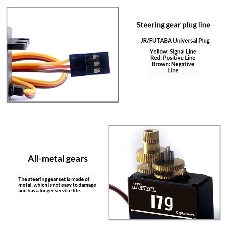 HKWUXIAN 17G Metal Gear Digital Servo With JR Futaba Universal Plug For  14303 MN SCY Yikong RC Car Upgrade Modified Parts