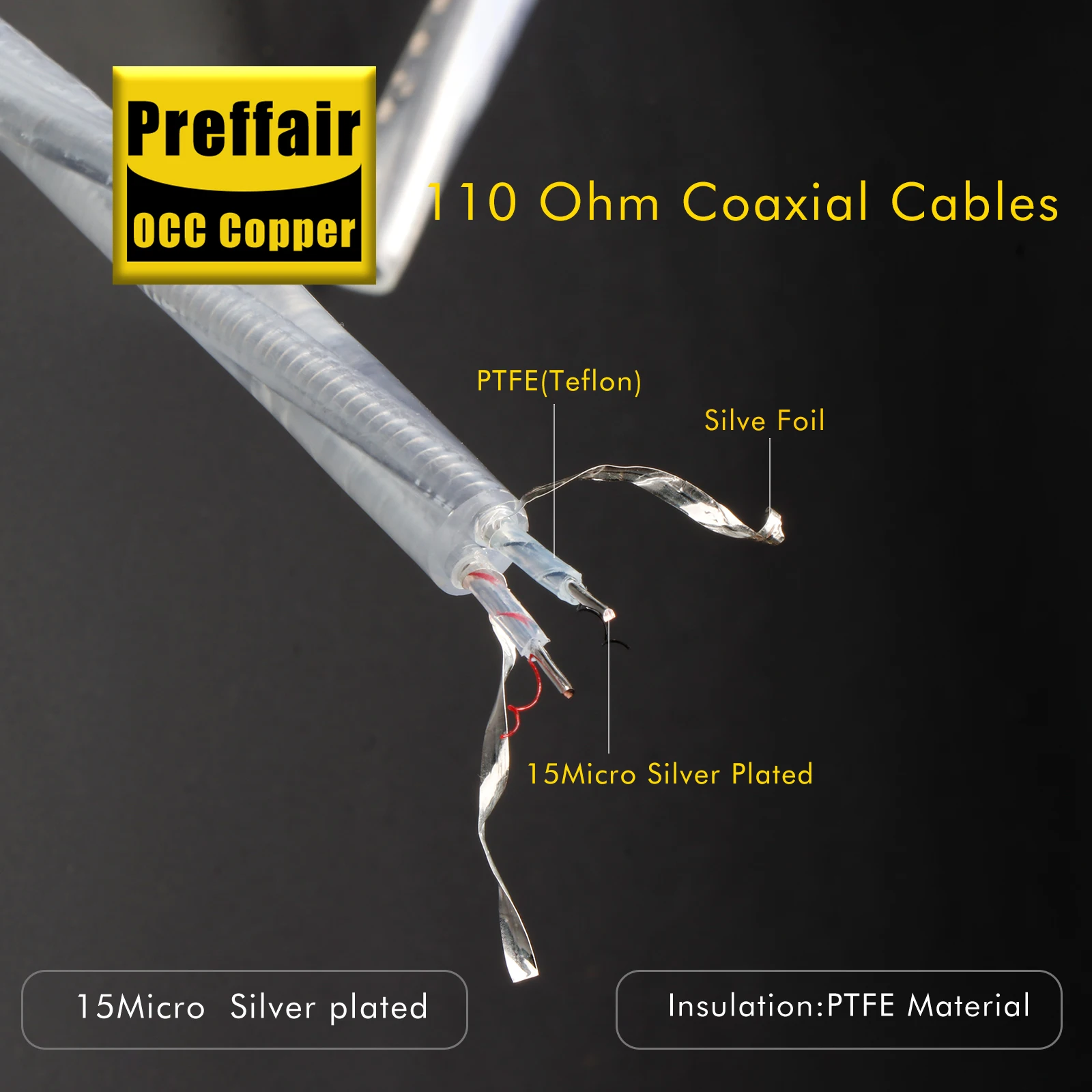 Pita Musik 110 Ohm RCA Kabel Keseimbangan Digital Koaksial dengan Cangkang Serat Karbon Kabel Sinyal Audio Amplifier Pin Berlapis Rhodium