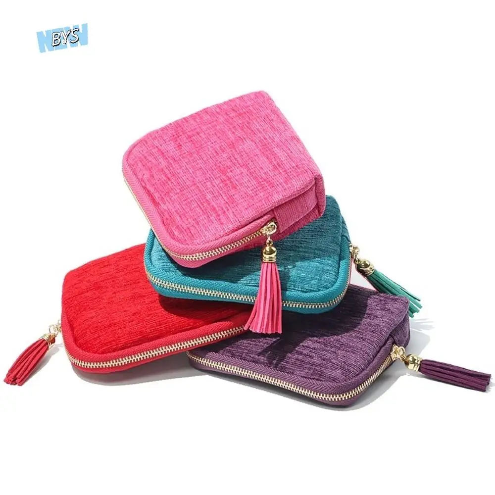 

Portable Five-Layer Jewelry Packing Bag Velvet Tassel Jewelry Storage Bag Large Capacity Organizer Jewelry Holder Bracelets