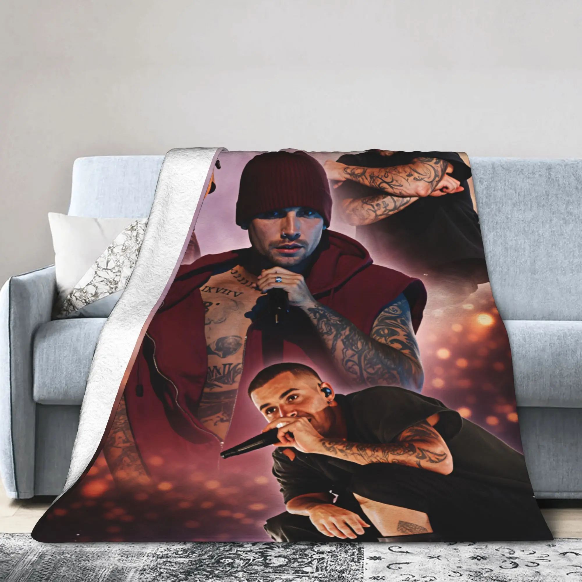 Justin Bieber Maroon Beanie Tour Flannel Blanket Warm Soft Throw Blanket for Living Room Travel Bedspread Sofa Bed Cover