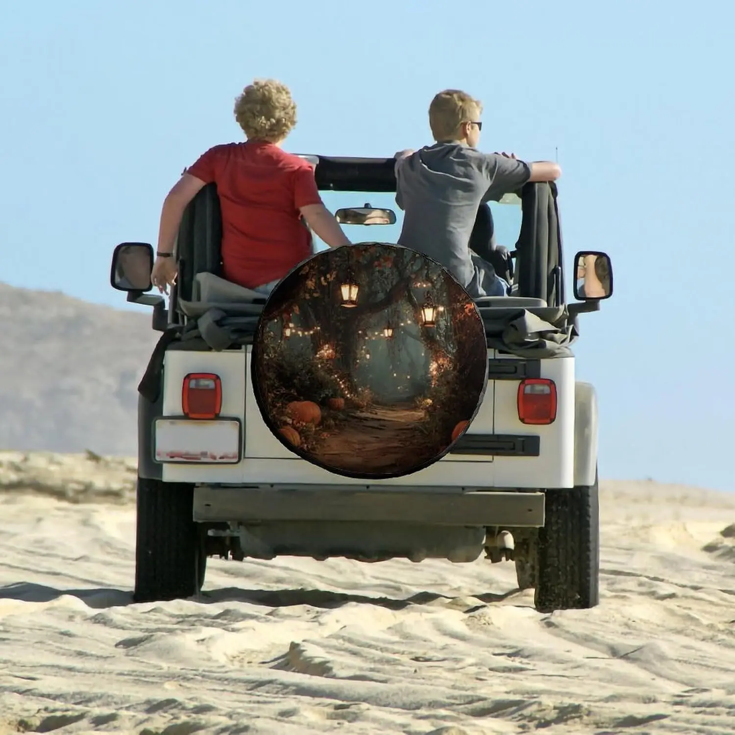 

Хэллоуин Лес Сельская тропа Чехол для запасного колеса Хэллоуин Осенний декор Полиэстер Универсальный чехол для запасного колеса Чехлы на колеса