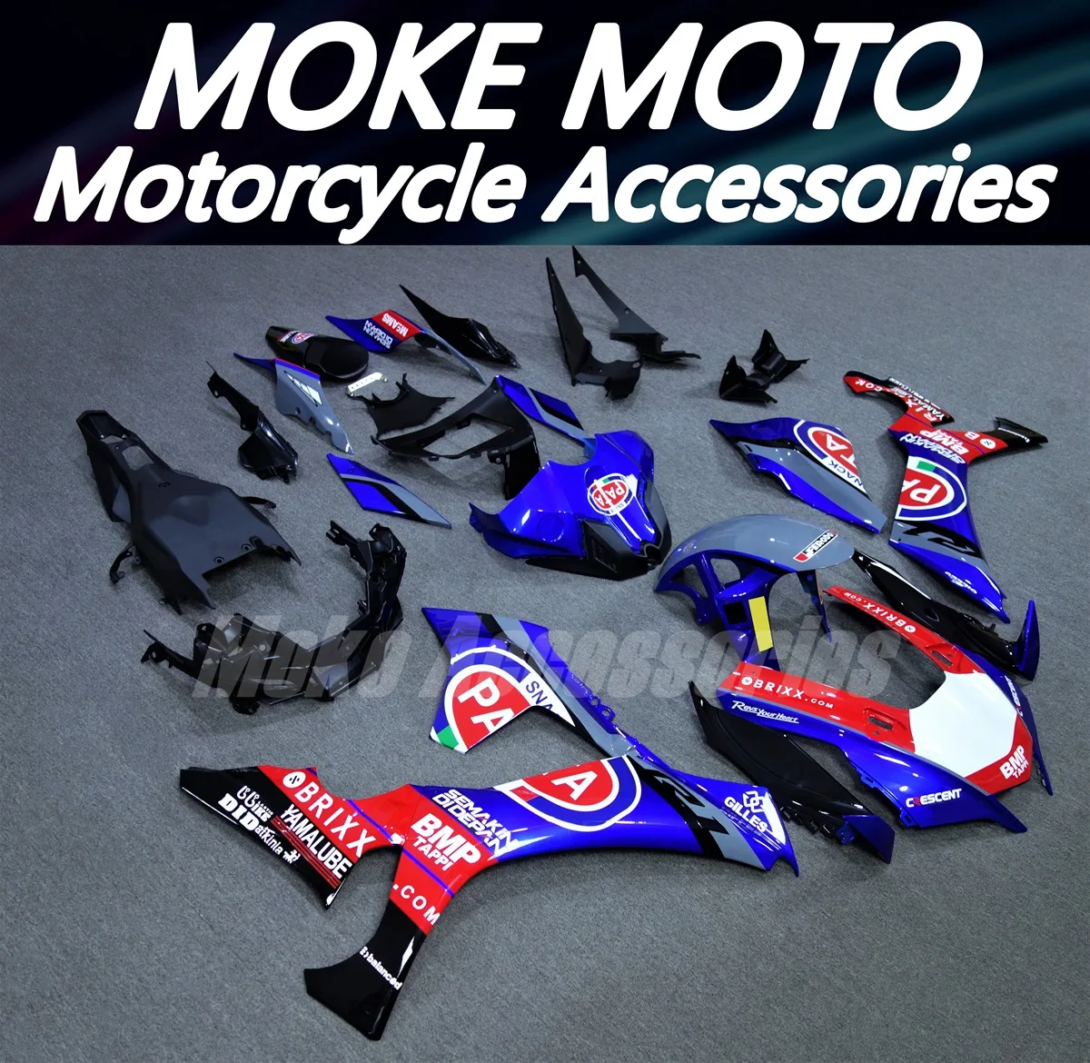 

Комплект обтекателей для YZF R1M R1 2020 2021 2022 2023, набор кузовных деталей из ABS-пластика, синий, красный, серый PATA