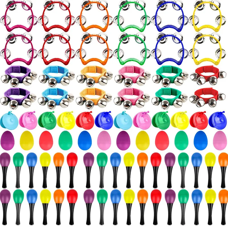 Hand Musical Instruments Shaker Egg Maracas Rattle Wrist Jingle Bells Rhythm Percussion Educational Birthday Party Favors Gifts