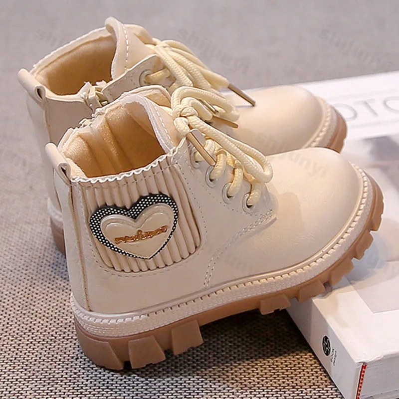 

Кожаные ботильоны для девочек, осенние удобные уличные модные детские ботинки принцессы, студенческие короткие ботинки на платформе с круглым носком