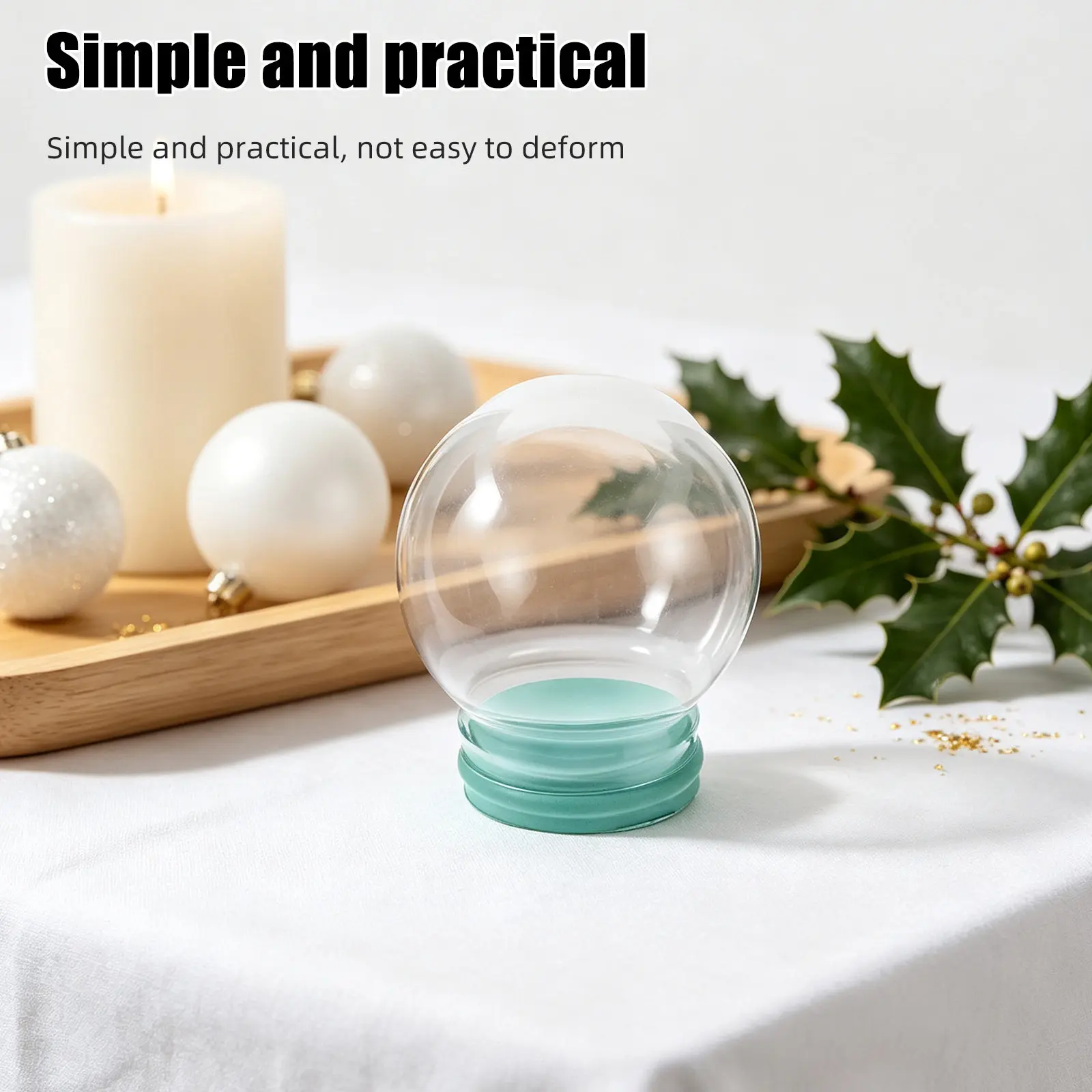 Clear Thickened Glass Snow Globe Dome Transparent Fillable Water Globe Screw Cap DIY Christmas Craft Decoration