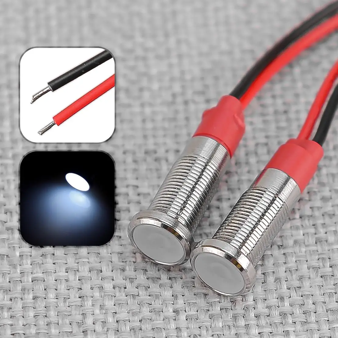 

2 шт., 12 В, универсальный мотоцикл, 6 мм, ультра маленький белый светодиодный стоп-сигнал, панель заднего фонаря, контрольная лампа