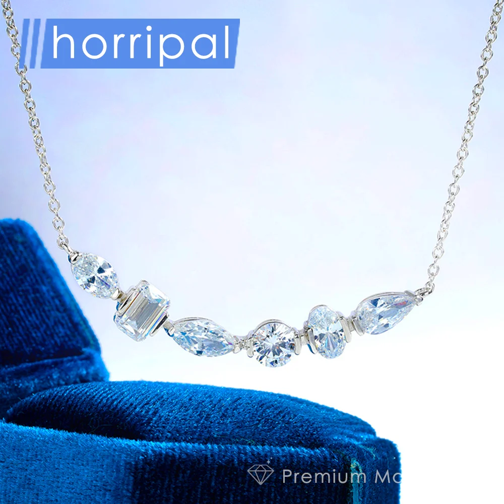 

6 Stone Moissanite Pendant Necklace for Women D VVS1 Diamond with Gem Certificate Pure Silver Fine Jewelry Plated 18K White Gold