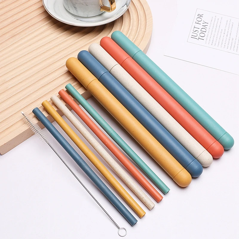 Reusable Food Grade Silicone Straws Straight Drinking Straw With Cleaning Brush Set Party Bar accessory