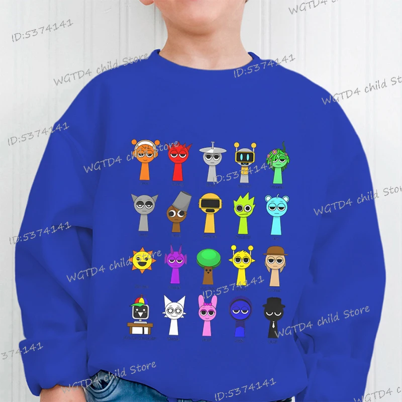 Fashion Boys Girls Cute Sprunki Sweatshirt Autumn Winter Funny Incredibox Game Figure Trend Long Sleeve Pullover Kids Sportswear