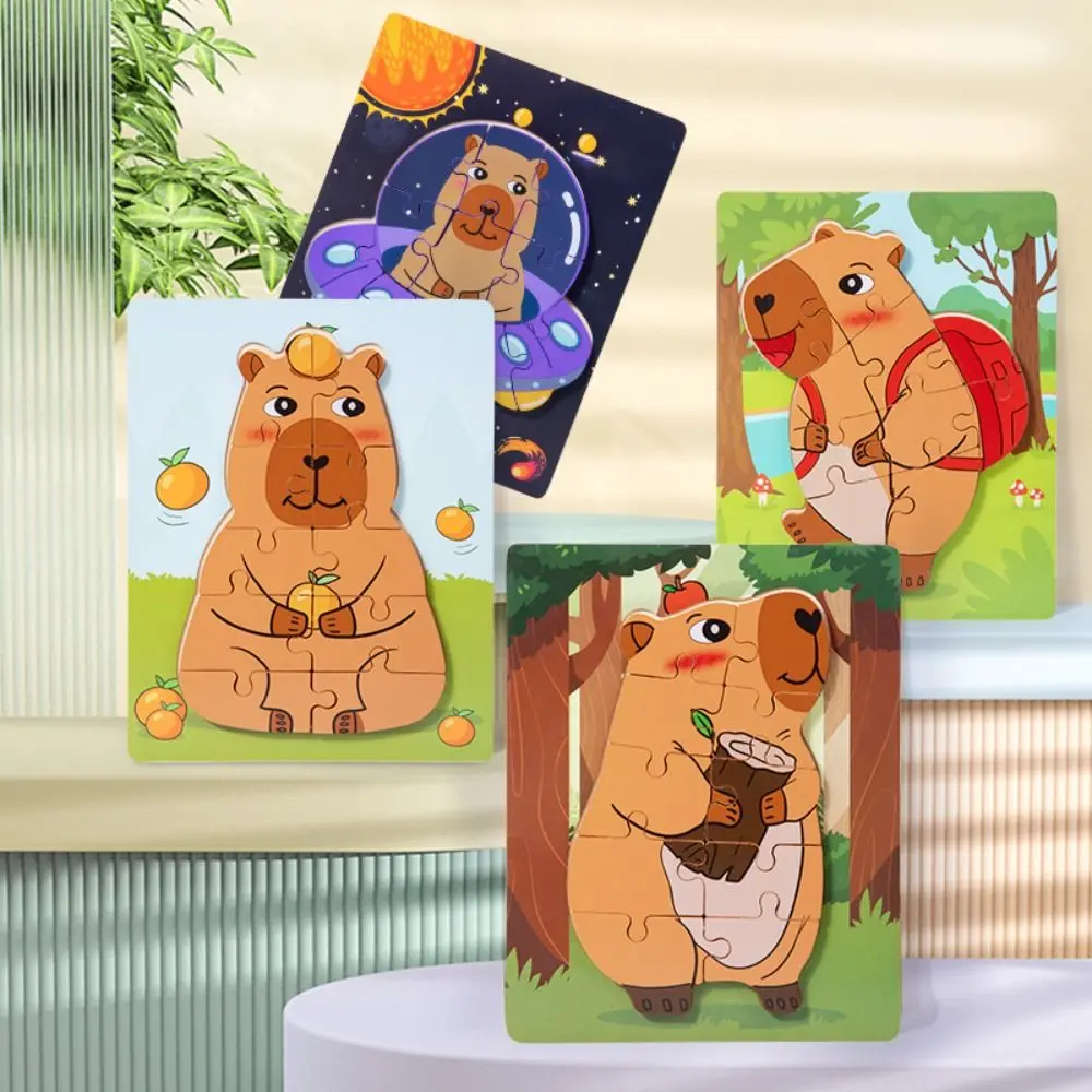 Capybala Wooden Puzzle Wooden Material Tangram Shape Animals Puzzle Game Educational Function Jigsaw Type