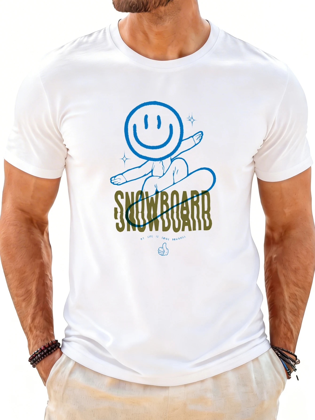 Casual Men's T Shirt Smiley Face Design