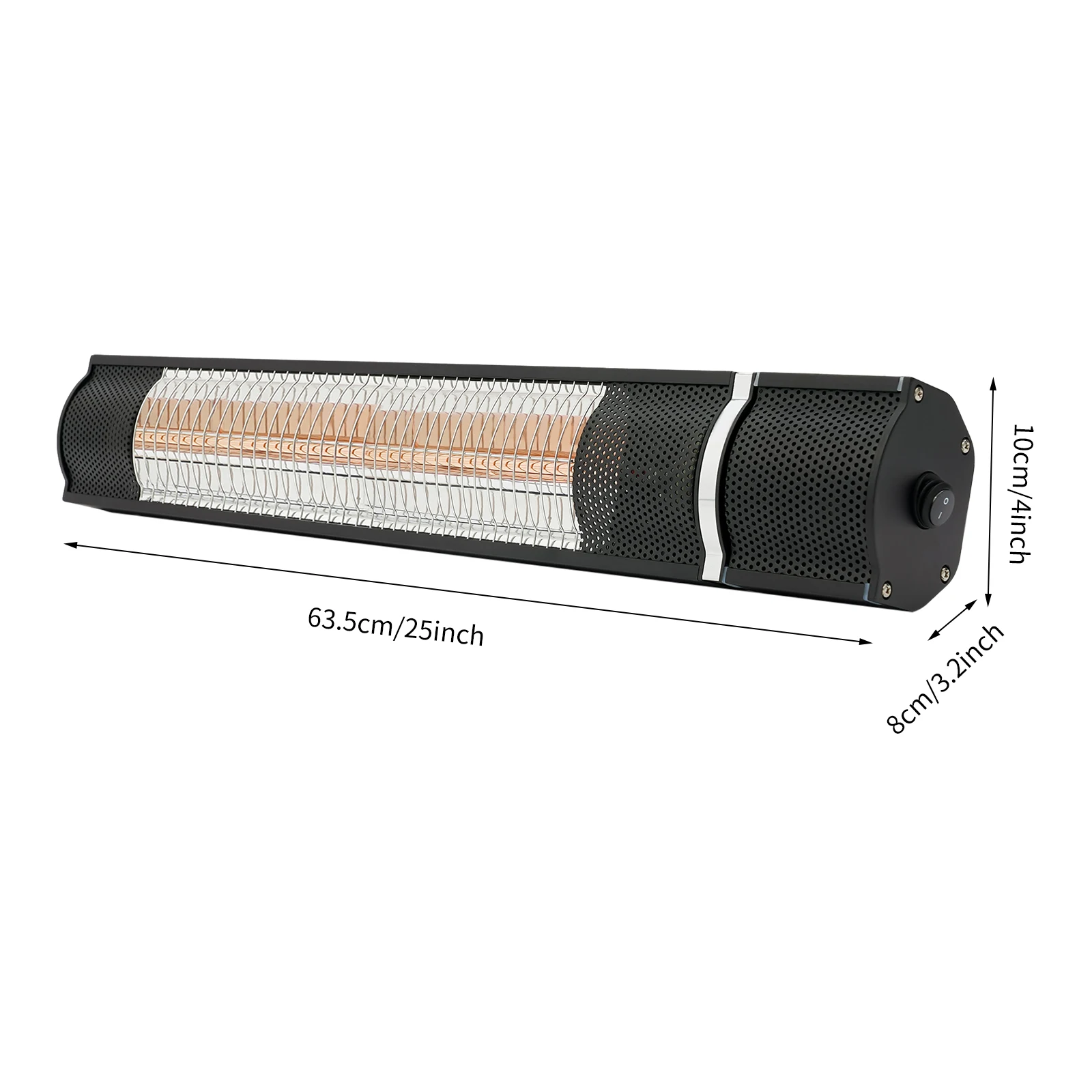 Aan de muur gemonteerde elektrische infrarood elektrische pergola-terrasverwarmer voor buiten, gouden buisontwerp met afstandsbediening, hete verkoop, warme functie