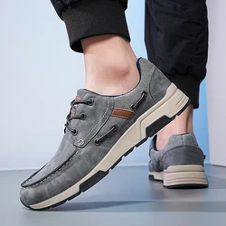 Men Plus Size Casual Boat Loafer Sneakers PU Upper Classic Sewing Toe Cap Pieces Male Flat Outdoor Walking Driving Shoes