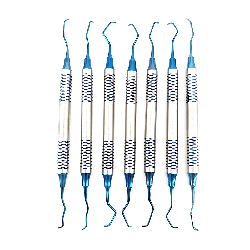 7PCS Dental Gracey Curettes Set Dentistry Scaler Set Periodontal Teeth Clean Removing Tooth Calculus Scraper Tool