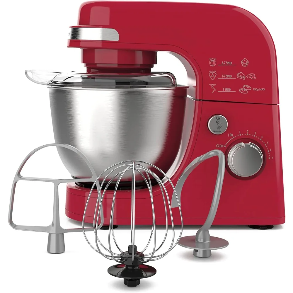 

Electric Stand Mixer, 4 Quarts, Dough Hook, Flat Beater Attachments, Splash Guard 7 Speeds with Whisk, Household Blender