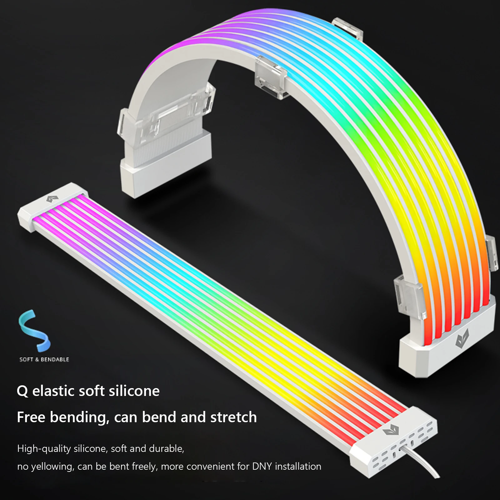 COOLMOON AOSOR Fita de lâmpada PC Backlight Barra de luz flexível 5V ARGB Aura Sync Faixa de lâmpada flexível dobrável DIY para placa gráfica 8P