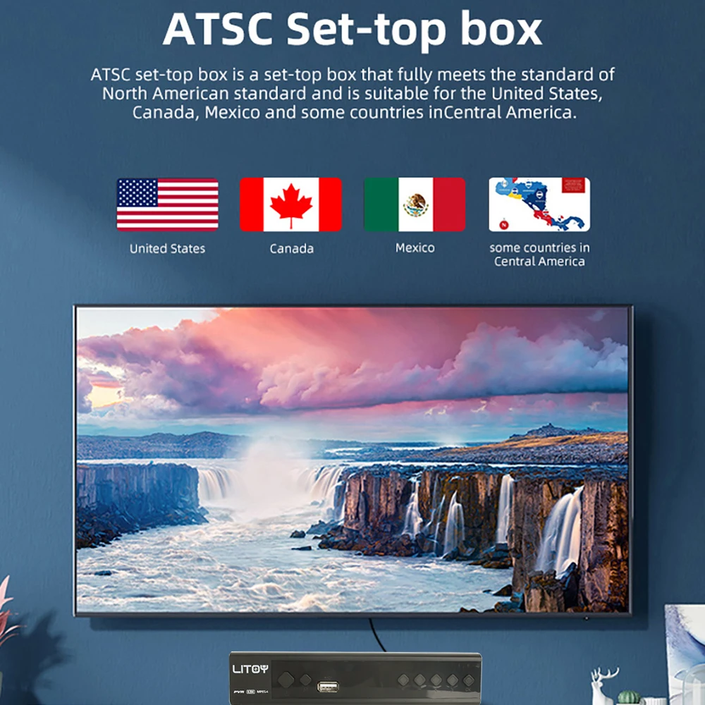 for USA Mexico ATSC TV Tuner Digital 1080P HD TV Live with TV Recording&Playback Digital TV Free Digital Channels Converter Box