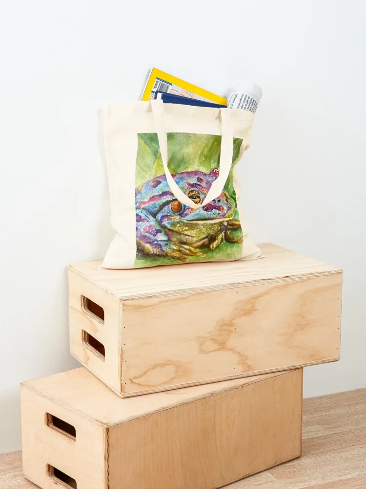 colourful bi frog Tote Bag woman shopping bag foldable reusable bag Eco sacs de shopping