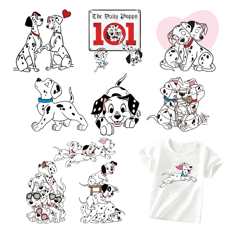 Cartoon 101 Dalmatians Pongo fusible clothing patches thermo-stickers for children vinyl stickers DIY Sewing