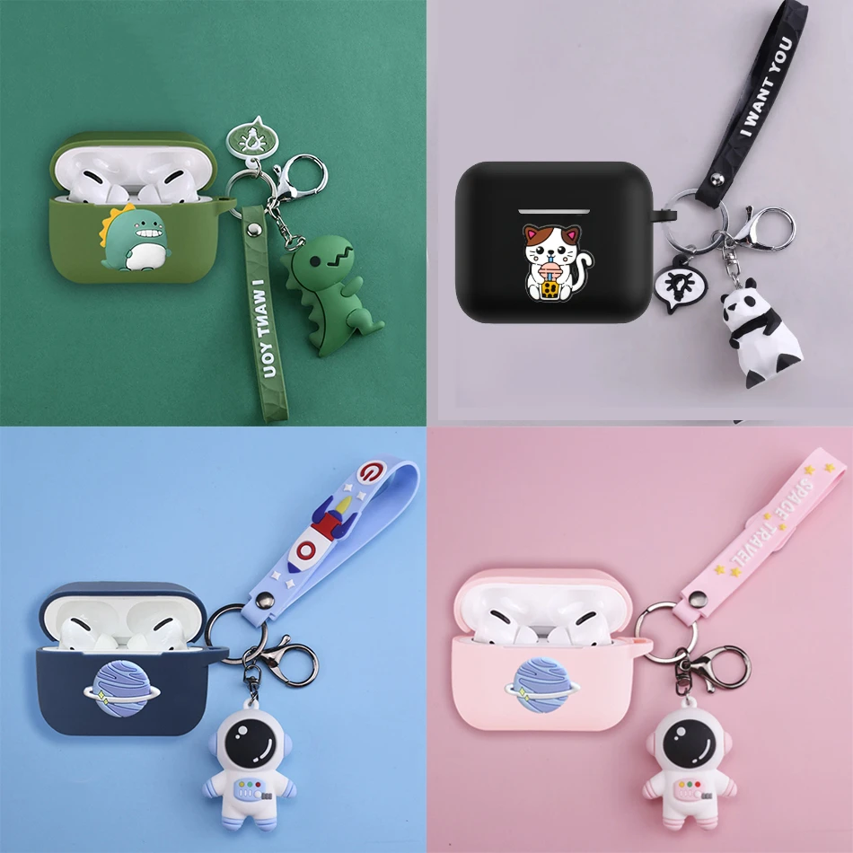 การ์ตูนนักบินอวกาศ/ไดโนเสาร์สำหรับ Xiaomi Redmi Buds 3 Lite กรณีซิลิโคนหูฟังพร้อมพวงกุญแจ Redmi Buds3 Lite กรณี