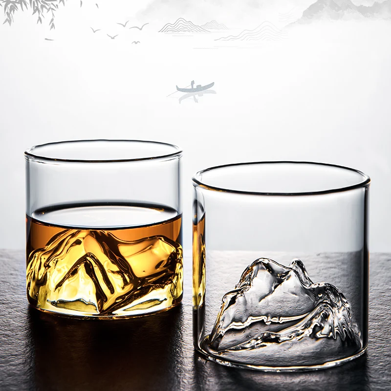 GIANXI Japanese Style Whisky Cup Shallow Transparency Mountain  XO Wine Cup EDO Guanshan Whiskey Glass Creative Personality