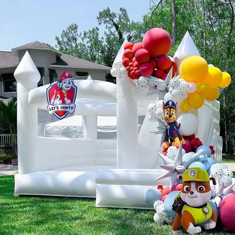 

Great deal!White Bounce House Inflatable Jumping House with Slide&Ball Pit Inflatable Bouncy Castle for Rental Party Kids