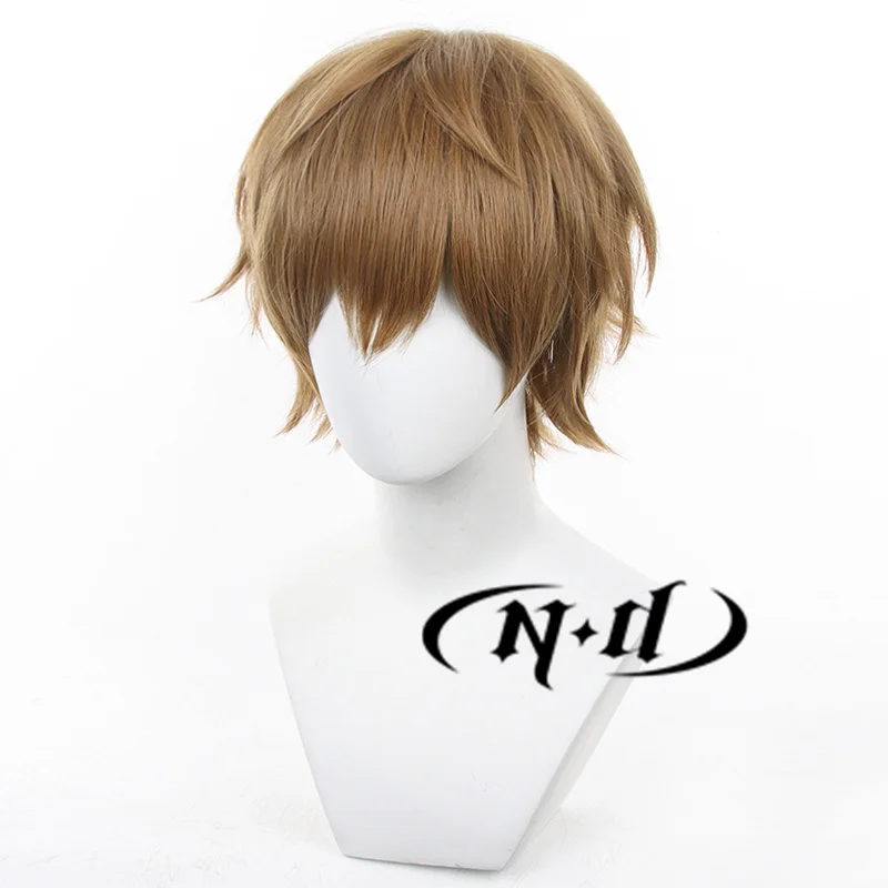 ND Naib Subedar شعر مستعار كوسبلاي لعبة الهوية V كوسبلاي شعر بني قصير باروكات لحفلة الهالوين شعر صناعي عالي الجودة